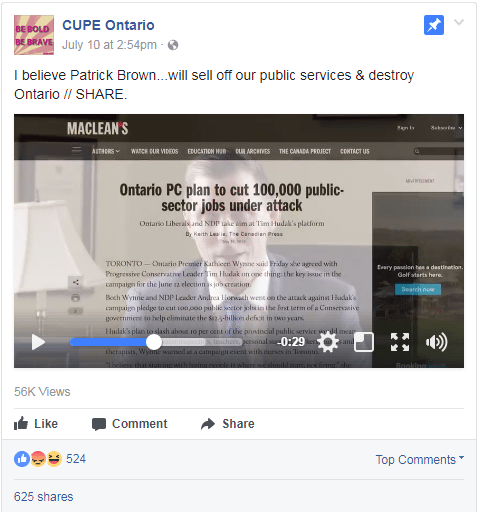 Ontario union defends political attack ad against Patrick Brown