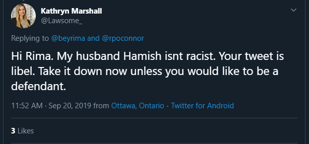 Lawyer Kathryn Marshall, wife of Andrew Scheer’s campaign manager, threatens NDP MPP with libel suit over racism claim