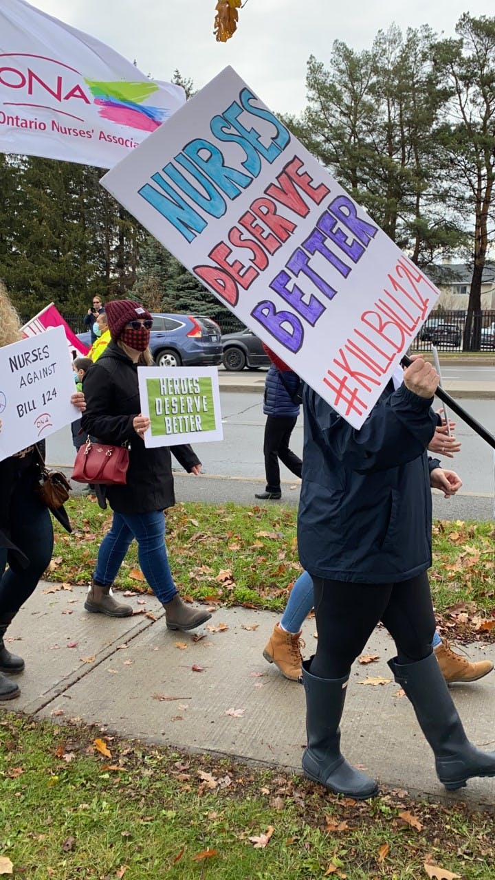 Nurses push back against Bill 124 in protest